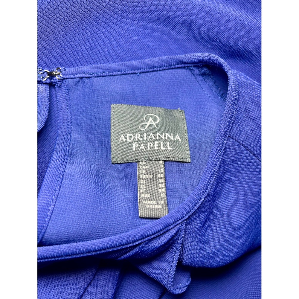 Adrianna Papell Dress Women 8 Cobalt Blue Ruffle Front Shift - Picture 5 of 11
